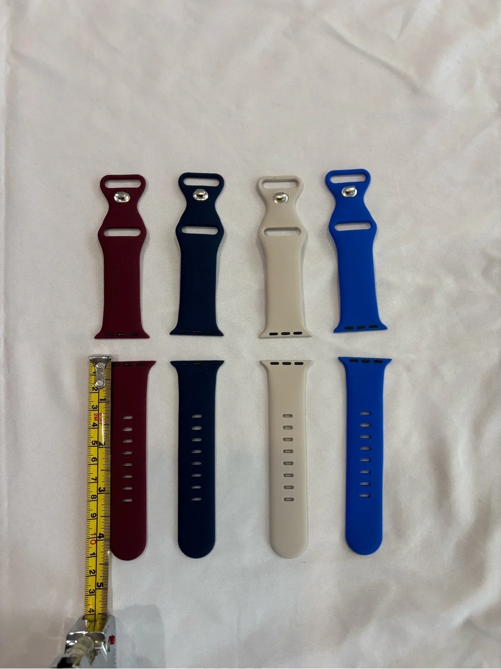 Silicone Apple Watch Bands - Maroon, Navy, Cream, Royal Blue Set of 4 38mm